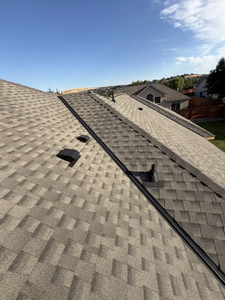 A finished shingle plane against the dry Eastern Washington ridgeline